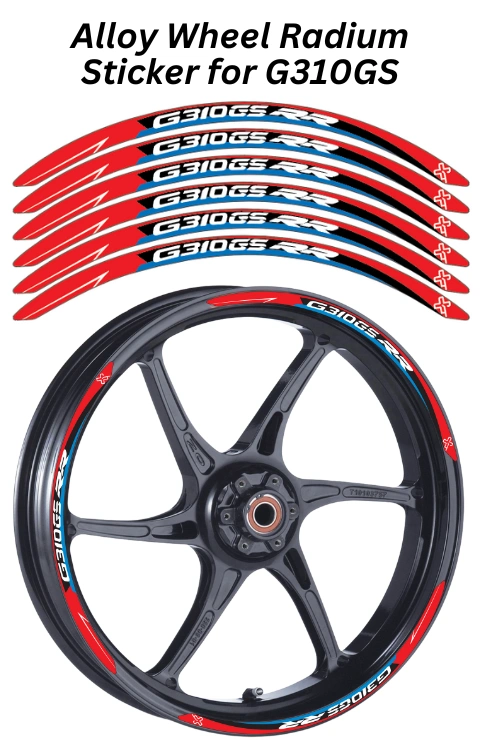 Alloy wheel Radium Sticker Compatible with G310 GS | Made in Premium Radium with FPF (Fade Protection Film), Waterproof, Precut Sticker, Pack Of 12